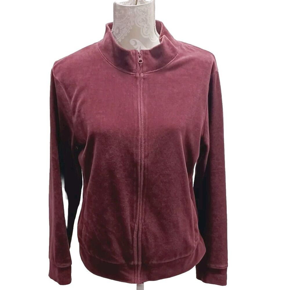 bobbie brooks Burgundy Velour  Full Zip-up Jacket Women's Size Large